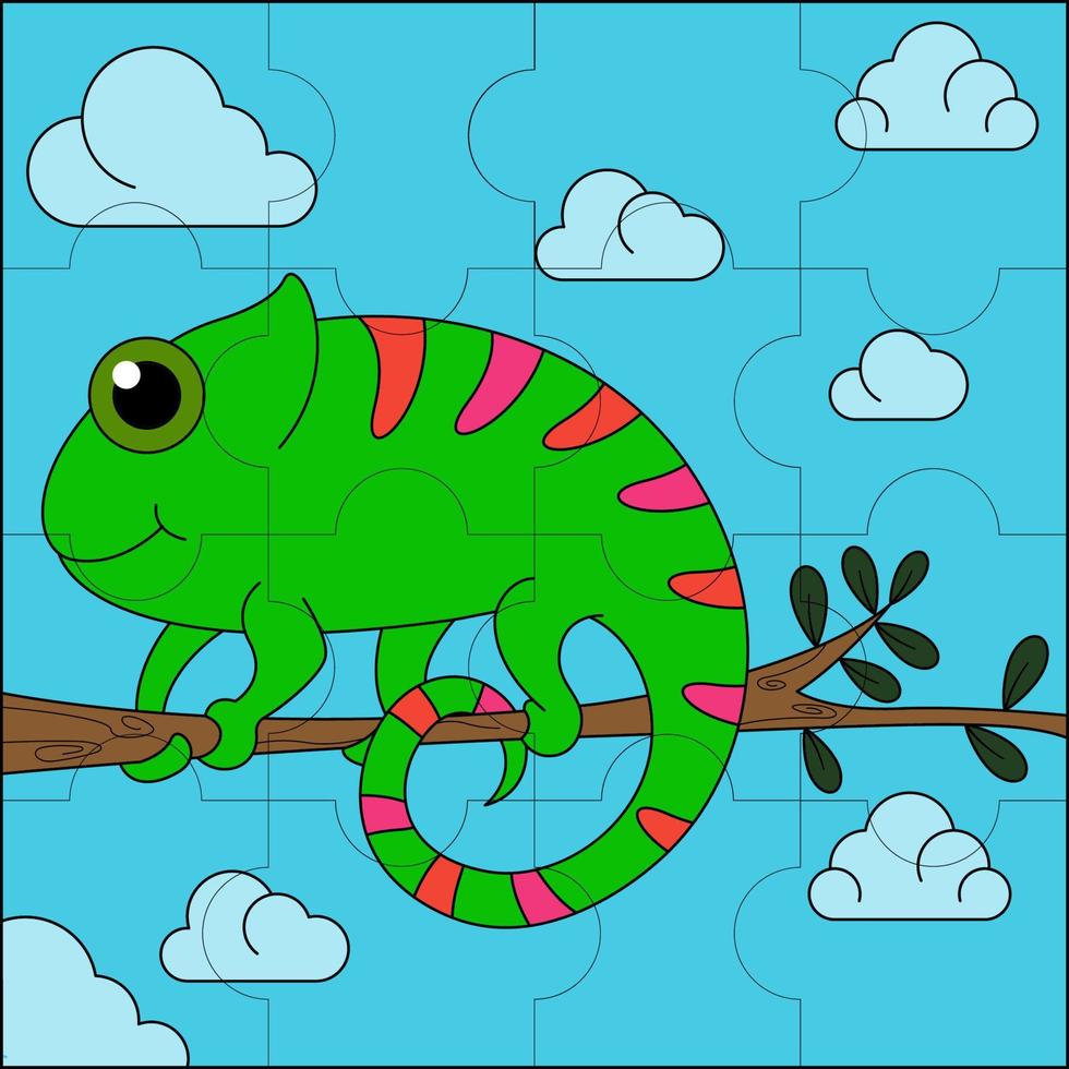 Chameleon lizard suitable for children's puzzle vector illustration