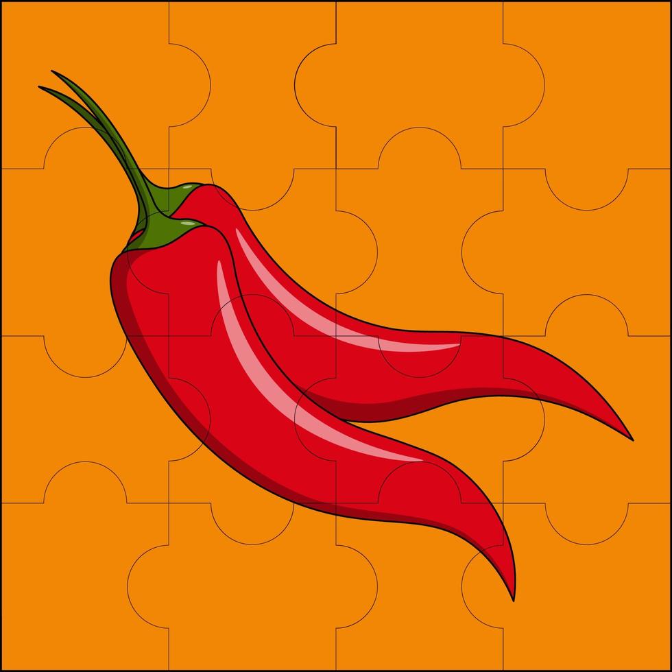 Red chili pepper suitable for children's puzzle vector illustration
