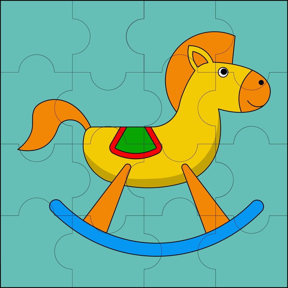 Rocking horse toys suitable for children's puzzle vector illustration