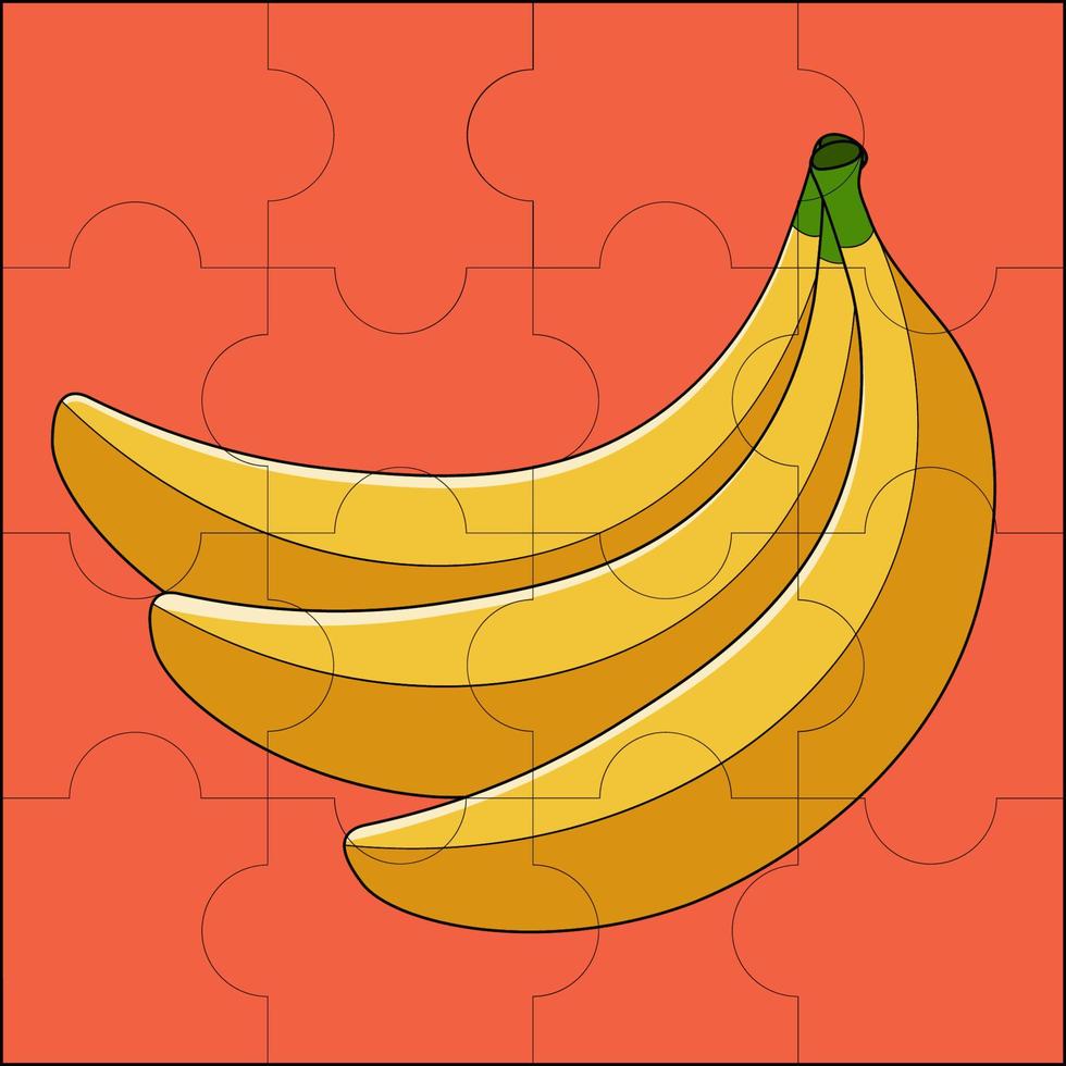 Banana suitable for children's puzzle vector illustration