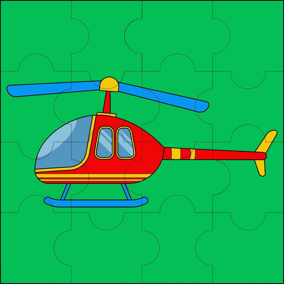 helicóptero de juguete adecuado para la ilustración de vector de rompecabezas infantil