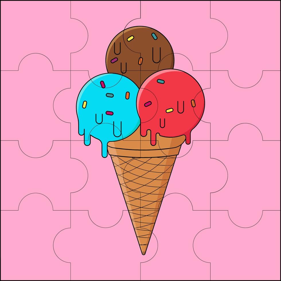 Ice cream suitable for children's puzzle vector illustration