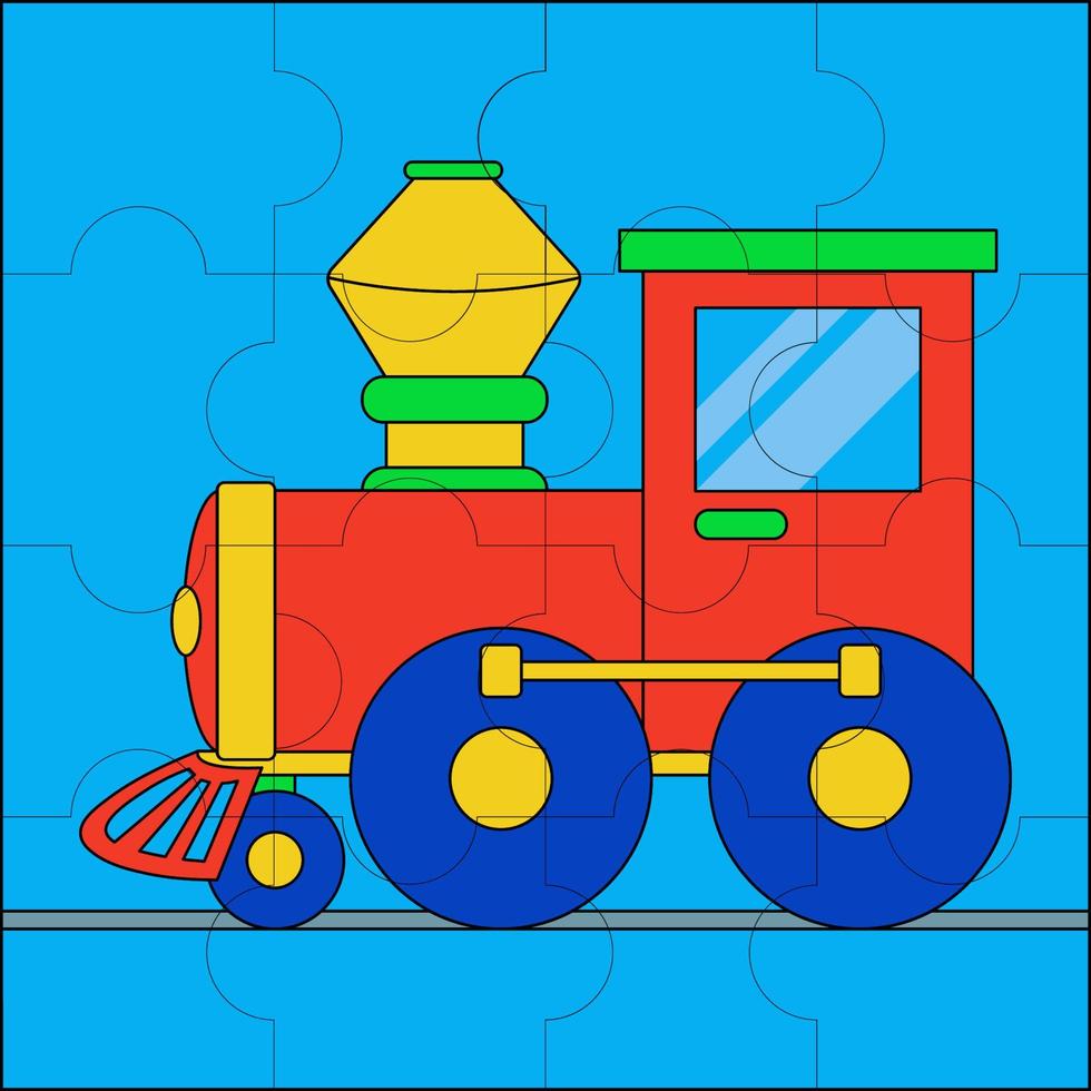 tren de juguete adecuado para la ilustración de vector de rompecabezas para niños