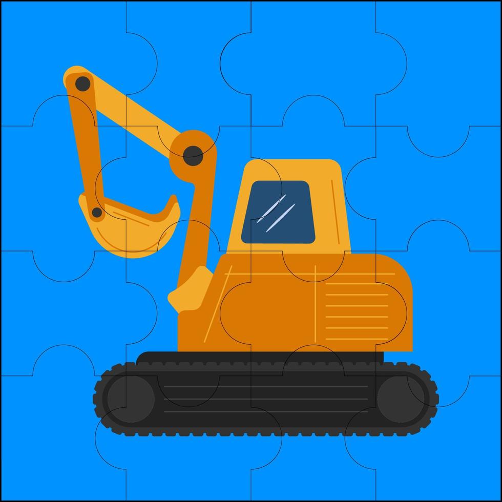 Excavator suitable for children's puzzle vector illustration