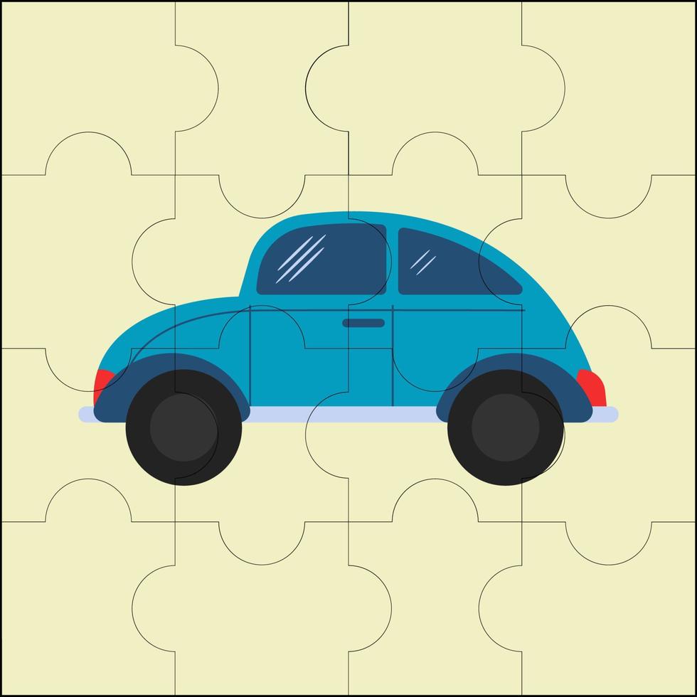 Classic car suitable for children's puzzle vector illustration