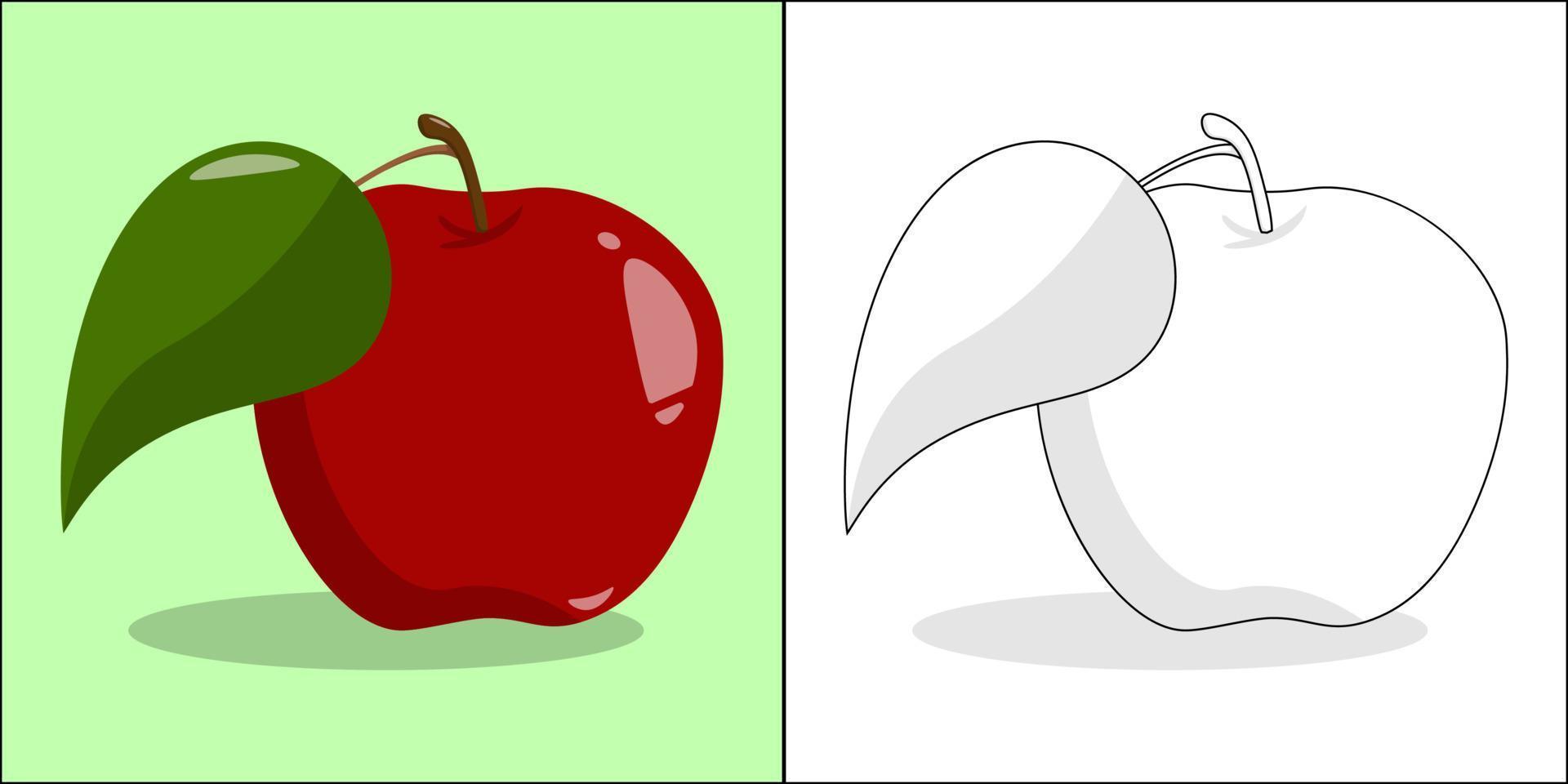 manzana adecuada para la ilustración de vector de página para colorear de niños