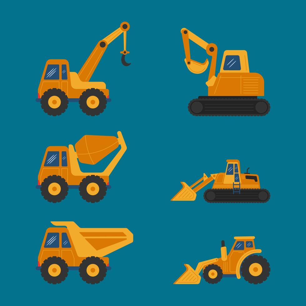 Construction machines set vector illustration