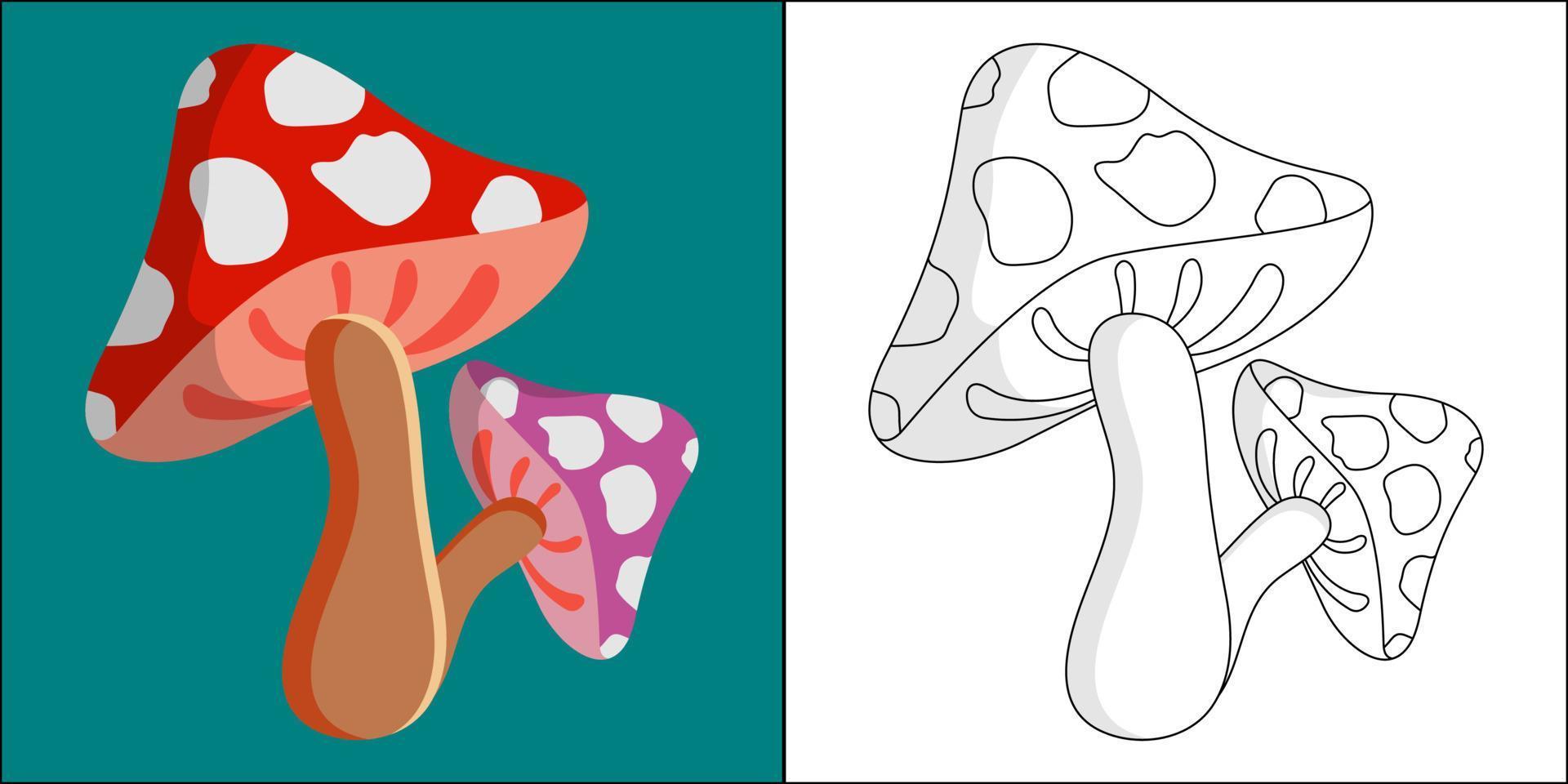 Mushroom suitable for children's coloring page vector illustration