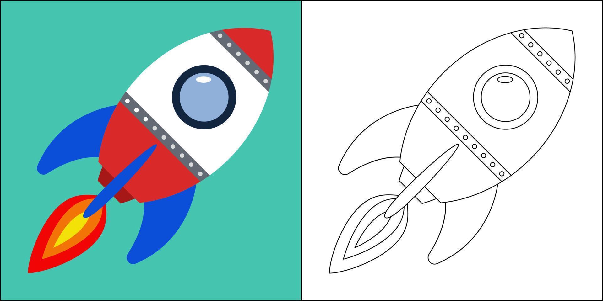 Cohete adecuado para la ilustración de vector de página para colorear de niños