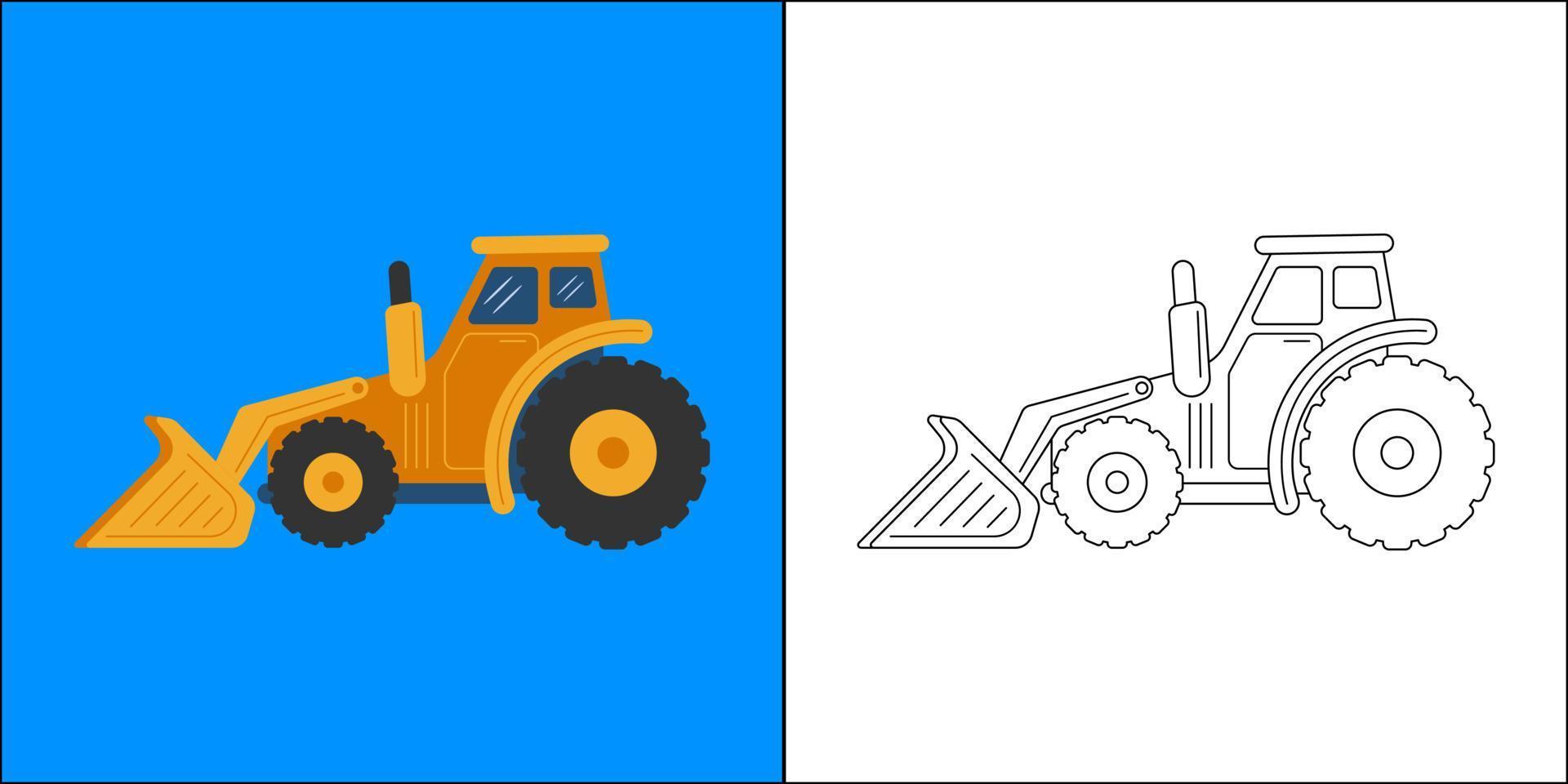 cargadora de ruedas adecuada para la ilustración de vector de página para colorear de los niños