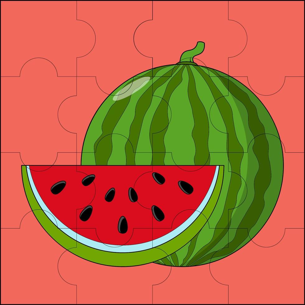 Fresh watermelon suitable for children's puzzle vector illustration