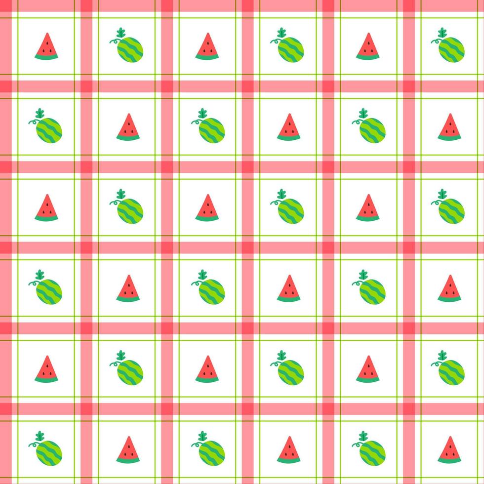 cuco sandias fruta elemento rojo verde raya rayado raya inclinar a cuadros tartán búfalo scott guinga modelo apartamento dibujos animados vector modelo imprimir fondo comida