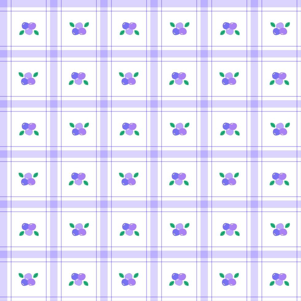 Cute Blueberry leaf Fruit Vegetable Element Purple Lilac Violet Green Stripe Striped Line Tilt Checkered Plaid Tartan Buffalo Scott Gingham Pattern Illustration Wrapping Paper, Picnic Mat, Tablecloth vector