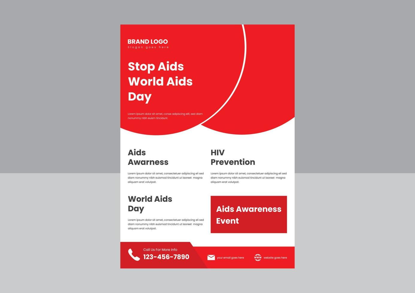 world aids day flyer design template. aids day awareness flyer poster design. 1 December world aids day flyer design. vector