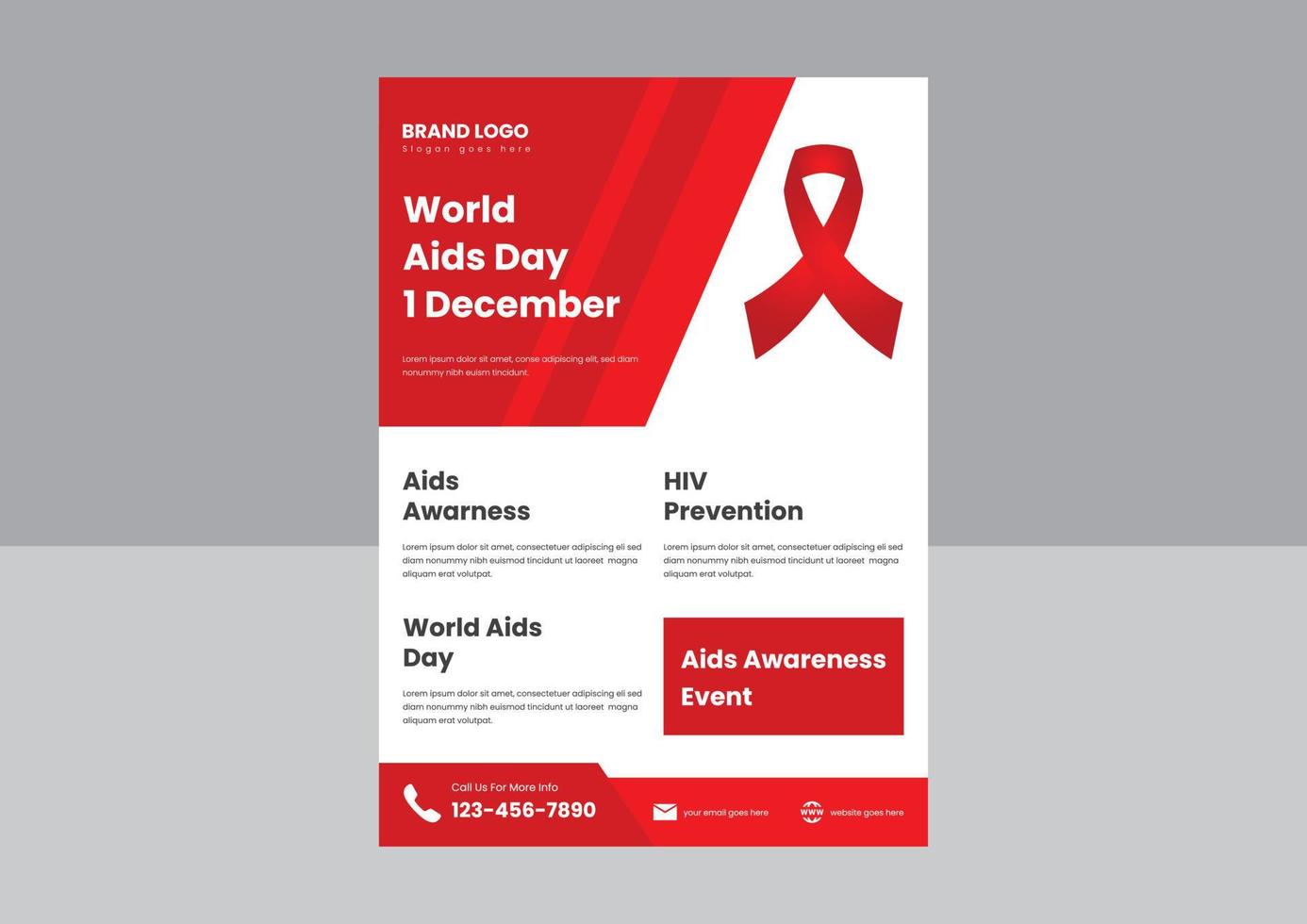 world aids day flyer design template. aids day awareness flyer poster design. 1 December world aids day flyer design. vector