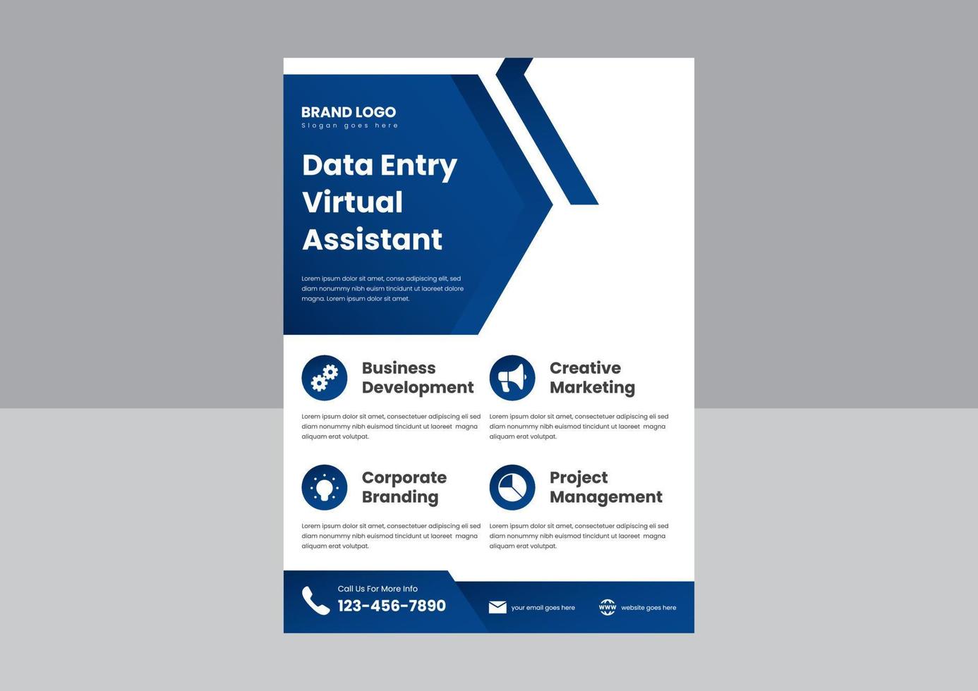 virtual assistant service poster leaflet design. data entry virtual service flyer. your virtual assistant service poster template vector