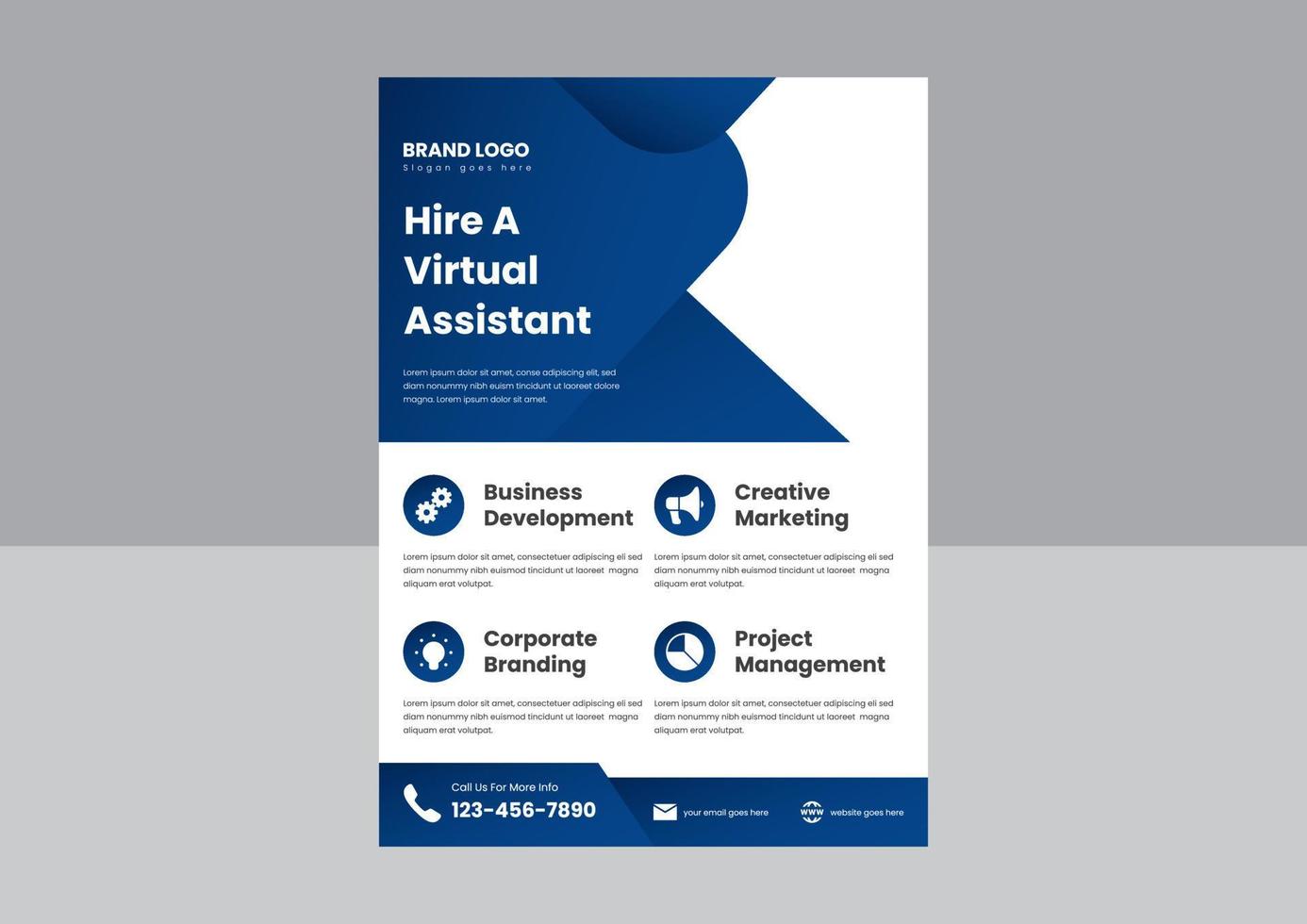 virtual assistant service poster leaflet design. data entry virtual service flyer. your virtual assistant service poster template vector