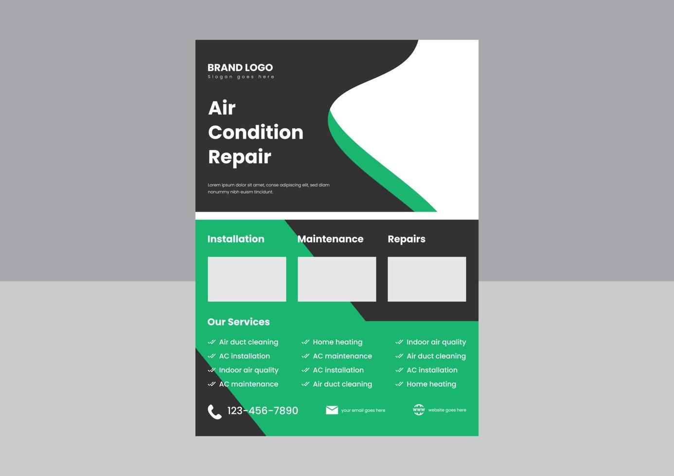 air condition repair service flyer design template. air condition problem solutions service flyer. vector