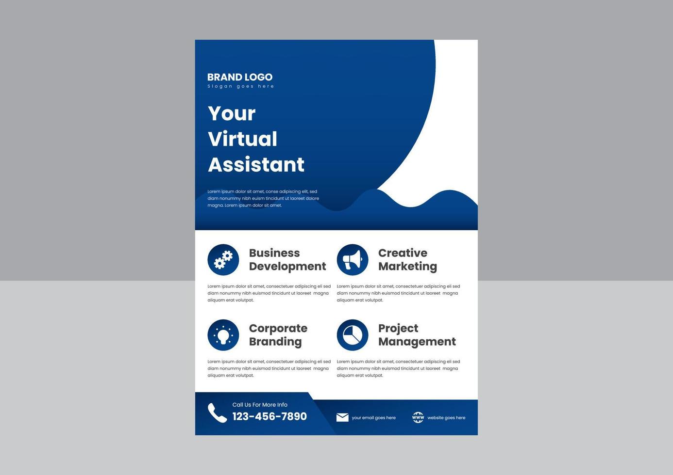 virtual assistant service poster leaflet design. data entry virtual service flyer. your virtual assistant service poster template vector