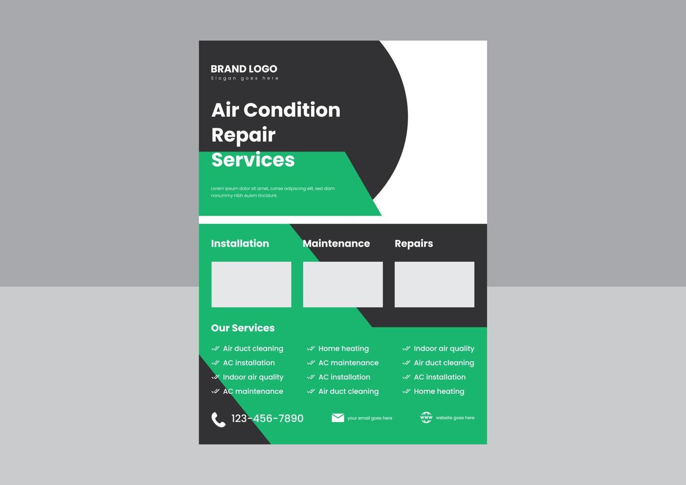 air condition repair service flyer design template. air condition problem solutions service flyer. vector