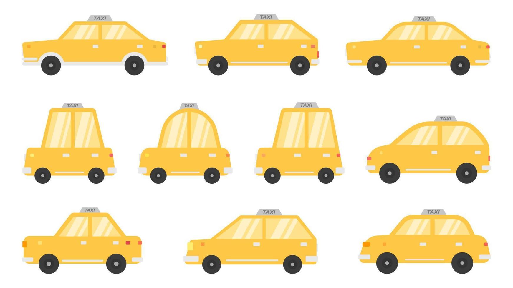 paquete de imágenes prediseñadas de taxi vector