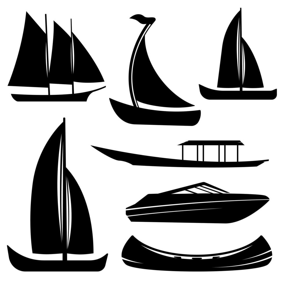 Boat Silhouette Clipart Pack vector