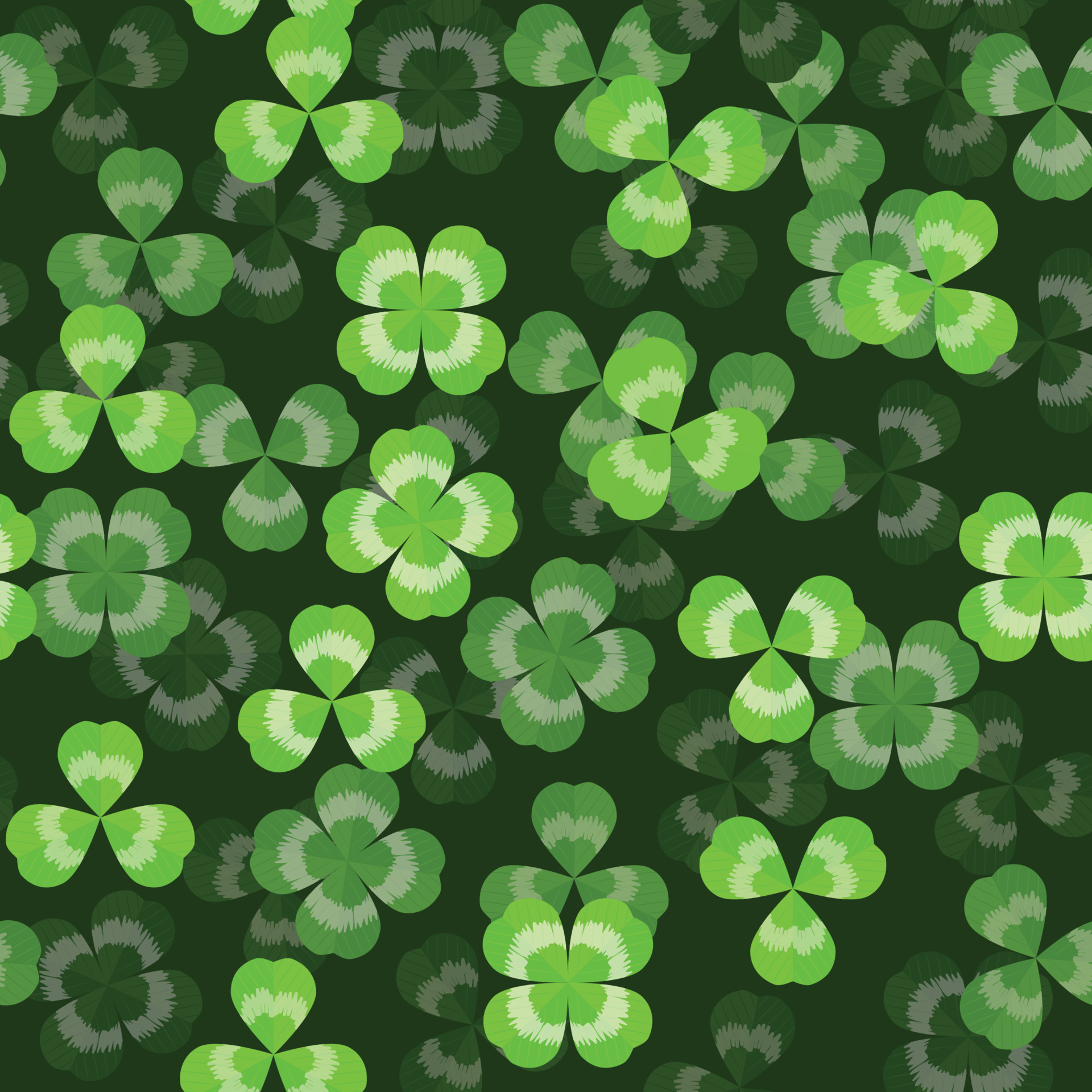 Realistic clover trefoil leaf seamless green pattern vector shamrock