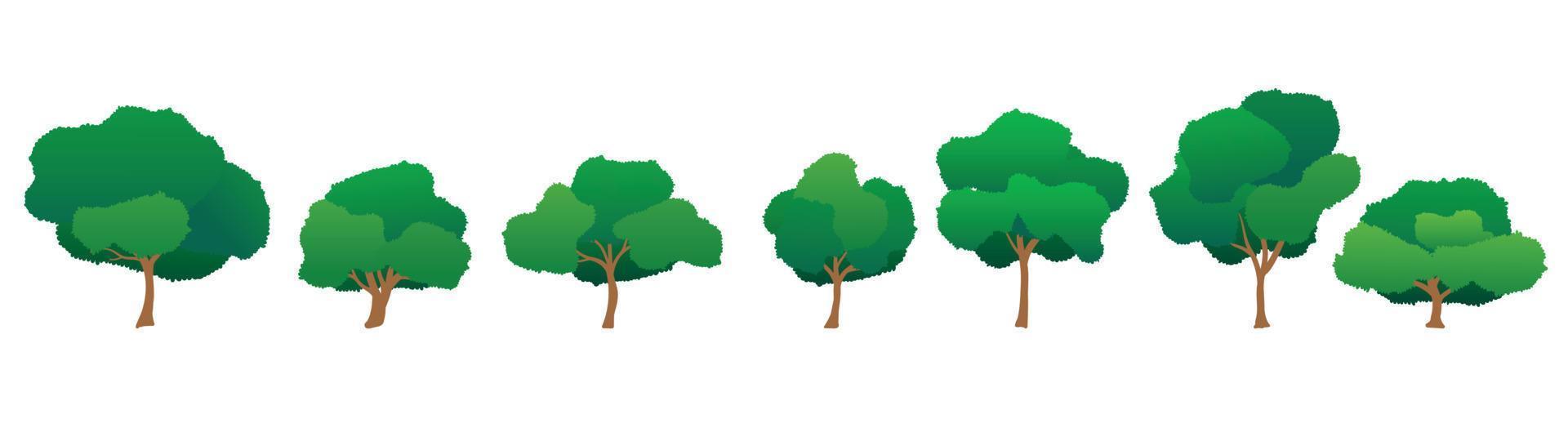 colección de ilustraciones de árboles de dibujos animados. se puede utilizar para ilustrar cualquier tema de naturaleza o estilo de vida saludable o ecología. vector