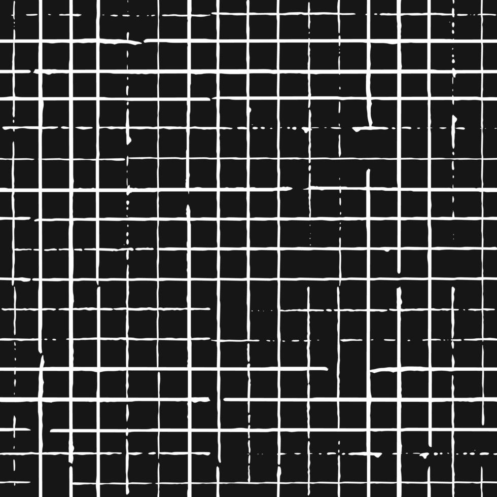 patrón sin costuras de rejilla de trazo de pincel de tinta abstracta con efecto grunge sobre fondo negro. rayas de textura sucia. ilustración vectorial vector
