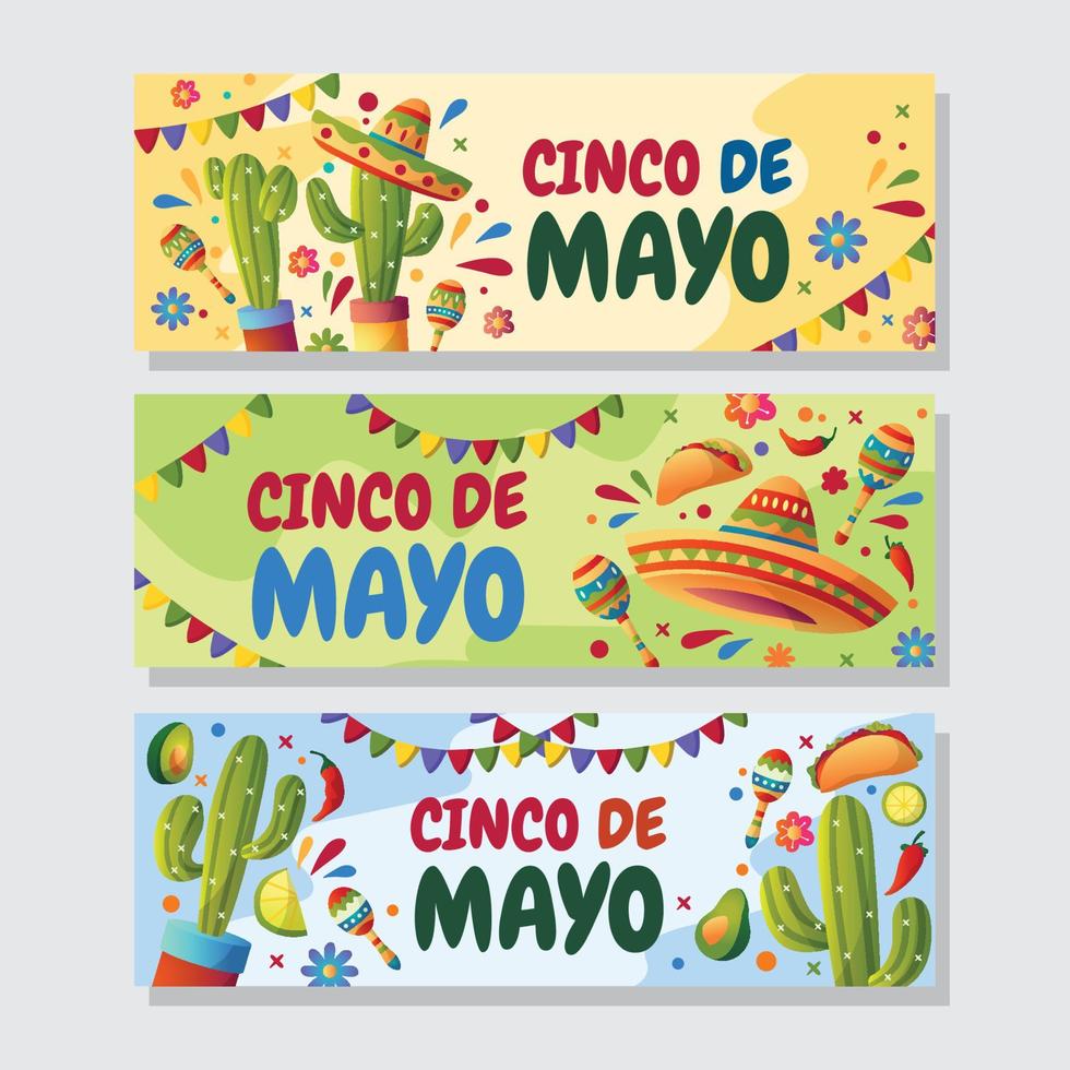 cinco de mayo banner set vector