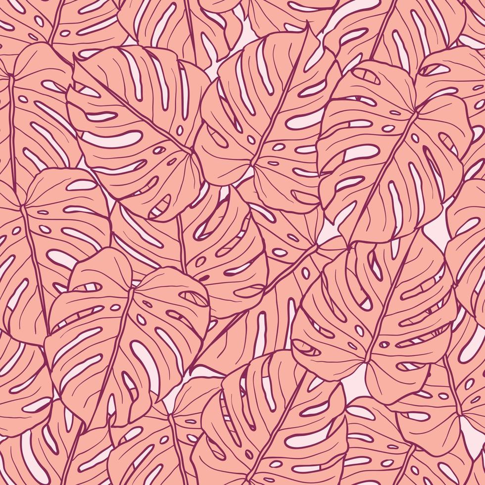 Beautiful tropical leaves branch  seamless pattern design. Tropical leaves, monstera leaf seamless floral pattern background. Trendy Brazilian illustration. Spring summer design for fashion, prints vector