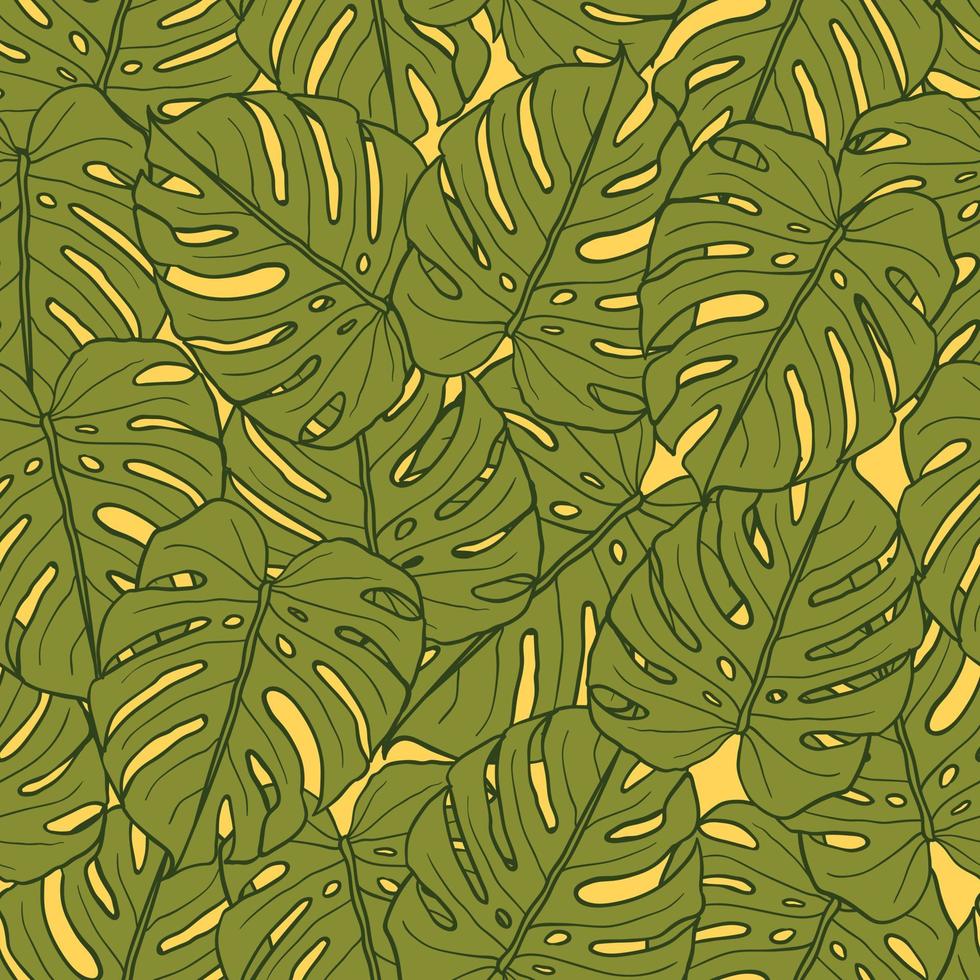Beautiful tropical leaves branch  seamless pattern design. Tropical leaves, monstera leaf seamless floral pattern background. Trendy Brazilian illustration. Spring summer design for fashion, prints vector