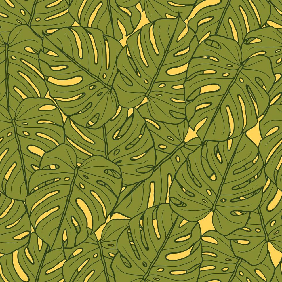 hermosas hojas tropicales rama diseño de patrones sin fisuras. hojas tropicales, fondo de patrón floral transparente de hoja de monstera. ilustración brasileña de moda. diseño de primavera verano para moda, estampados vector