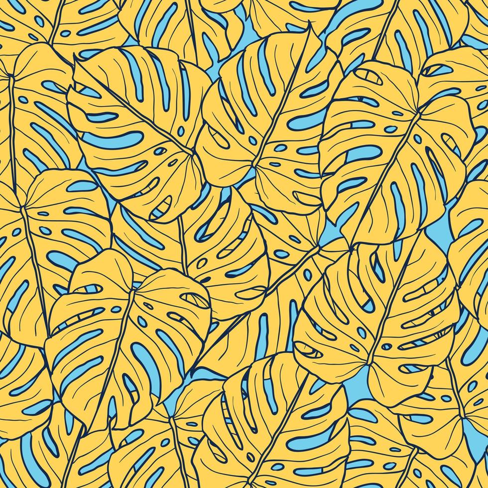 Beautiful tropical leaves branch  seamless pattern design. Tropical leaves, monstera leaf seamless floral pattern background. Trendy Brazilian illustration. Spring summer design for fashion, prints vector
