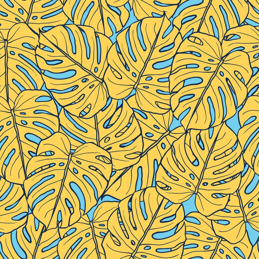 hermosas hojas tropicales rama diseño de patrones sin fisuras. hojas tropicales, fondo de patrón floral transparente de hoja de monstera. ilustración brasileña de moda. diseño de primavera verano para moda, estampados vector