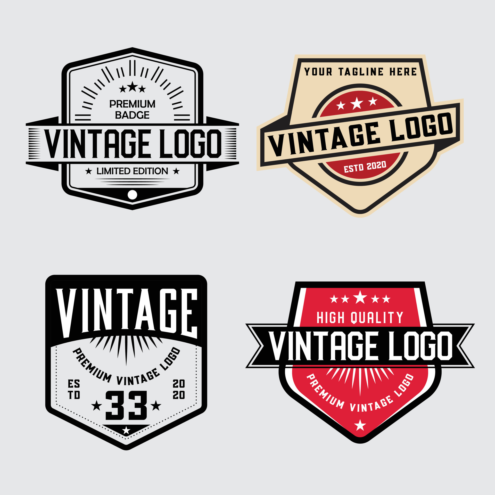 Vintage Vector Logo Badge. Vintage Frame Logo. Classic Vintage Retro ...