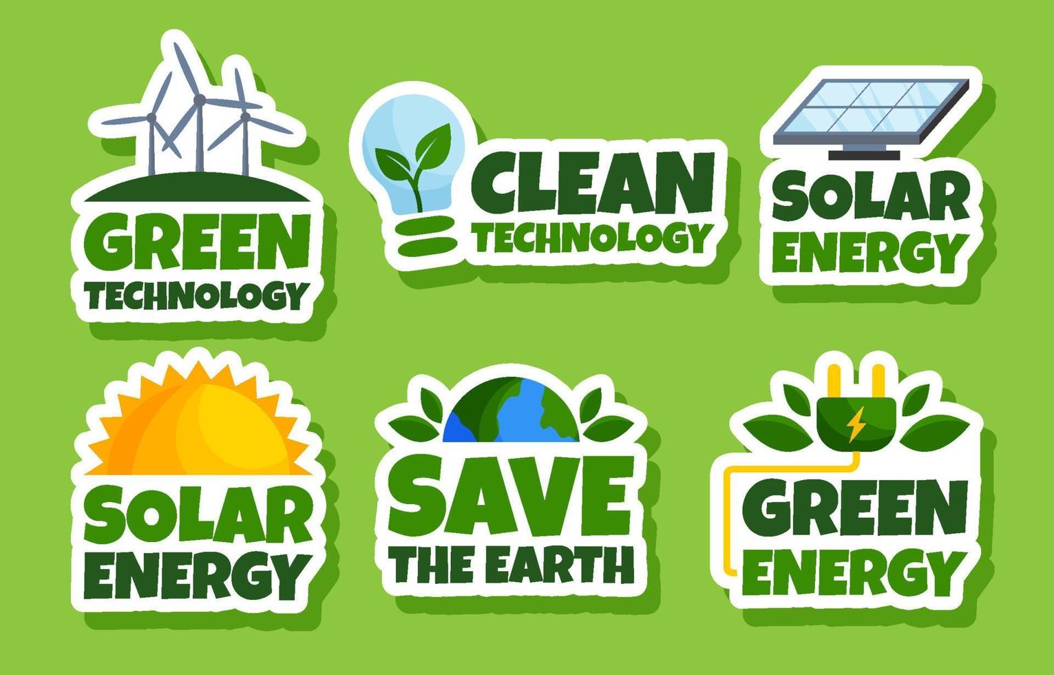 Green Technology Sticker Set vector
