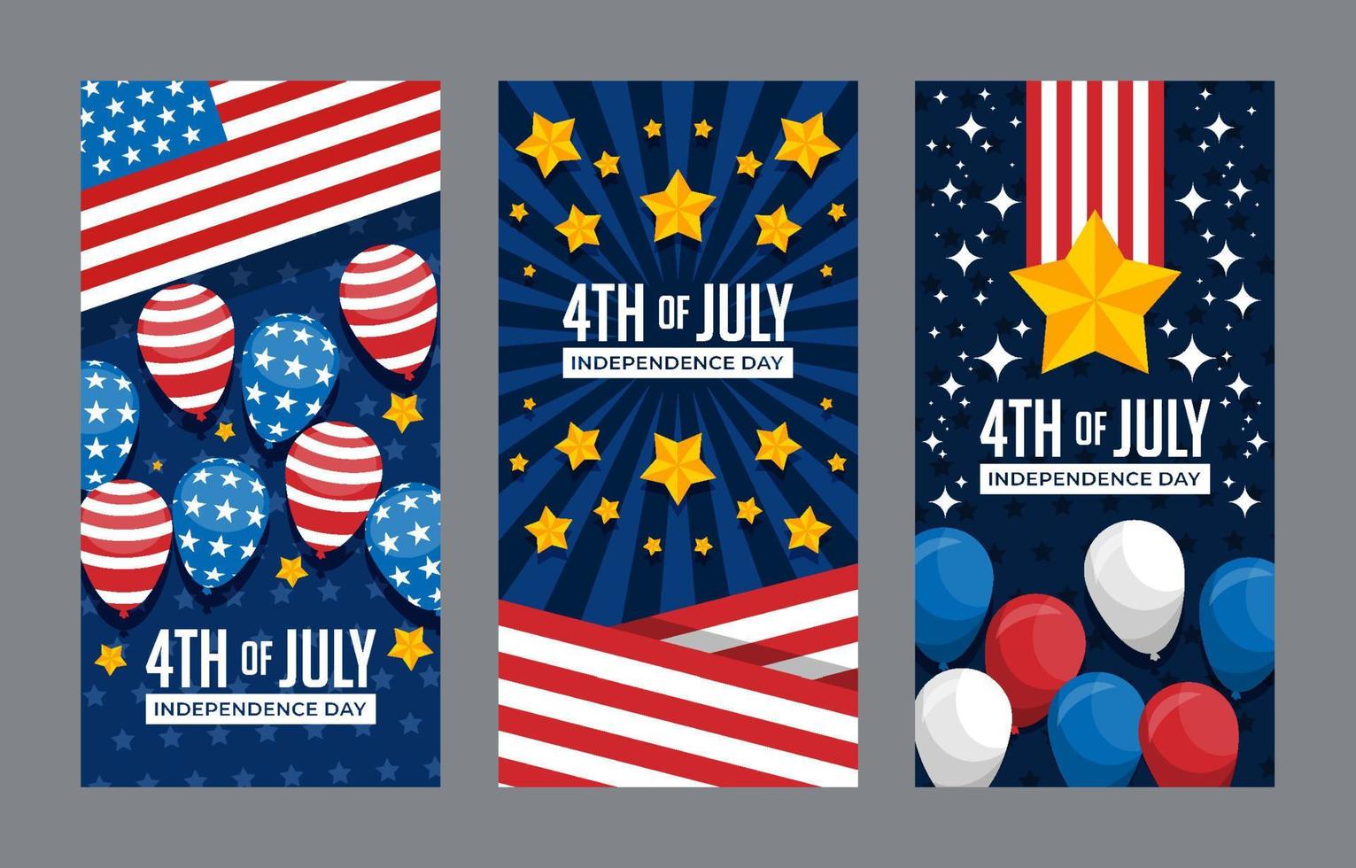 4th of July Independence Day Banner Set vector