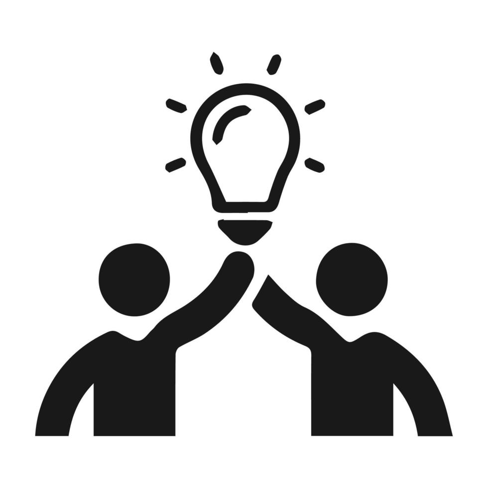 Two entrepreneurs get a brilliant idea. Positive young male and female business partners standing giving five to each other working in a team working together on work. Vector illustration.