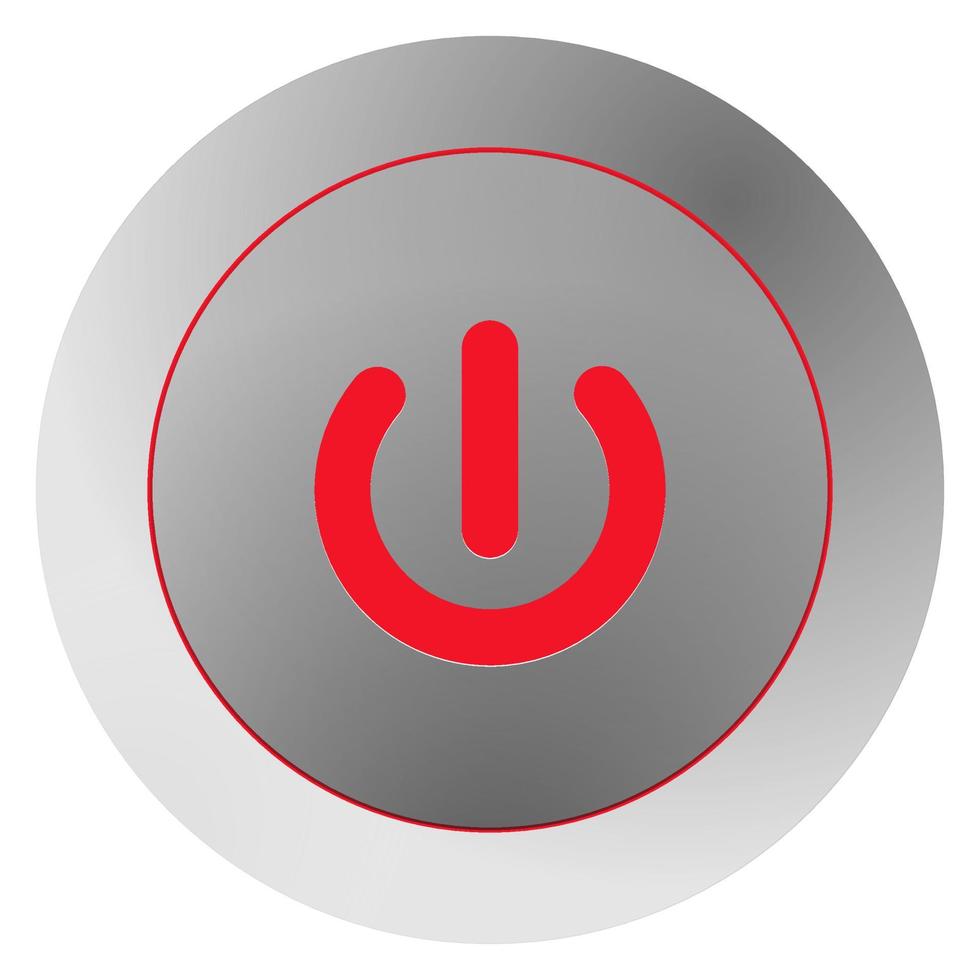 Red power button icon on white background. illustrator vector