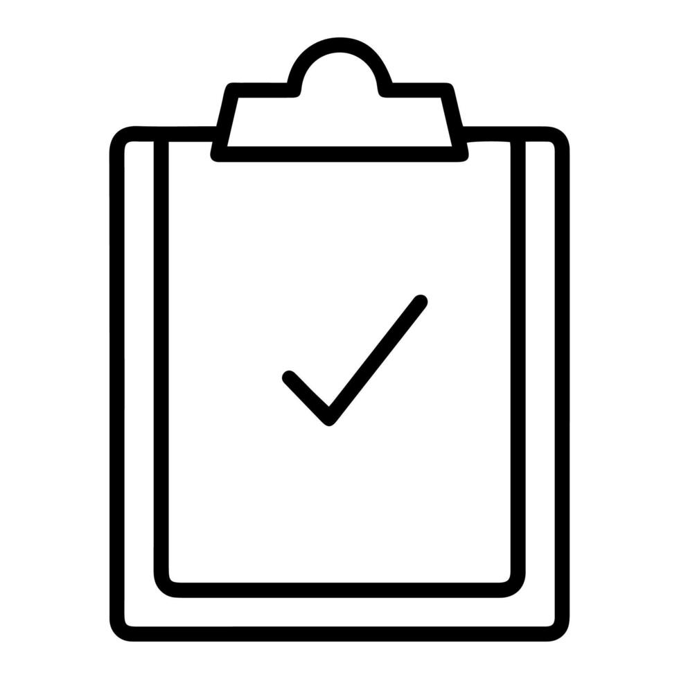 Document clipboard line icon. Task done. Signed approved document icon. Project completed. Check Mark sign. Worksheet sign. Survey. Extra options. Application form. Vector illustration.