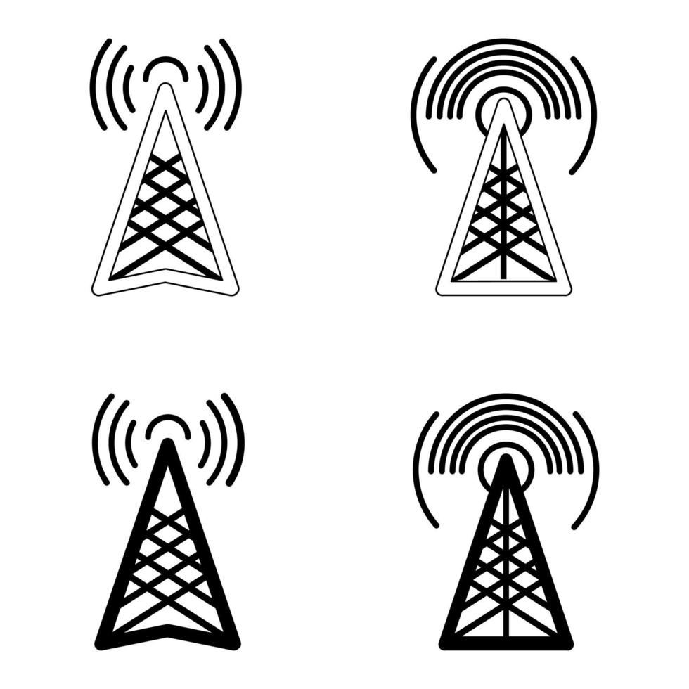 Transmitter icon set. Tower signal icon vector template editable stroke. Mobile devices and wireless.