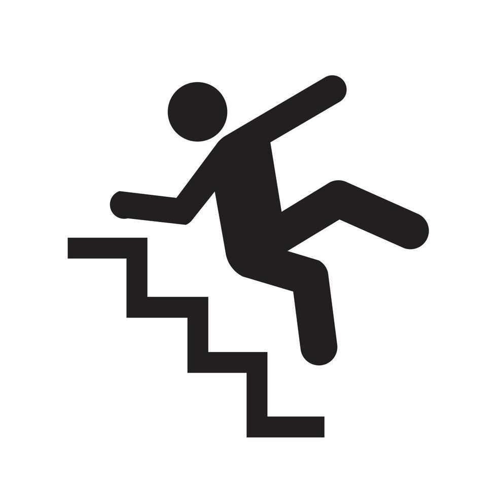 Man falling down from stairs icon. Warning sign, vector illustration.