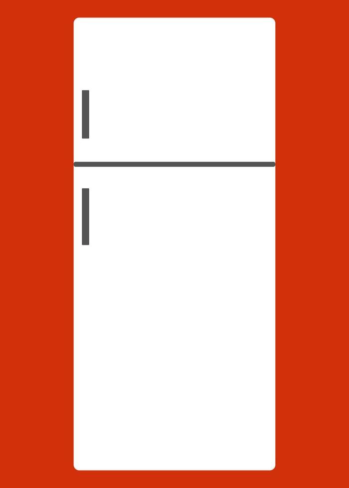Refrigerator icon on red background. vector