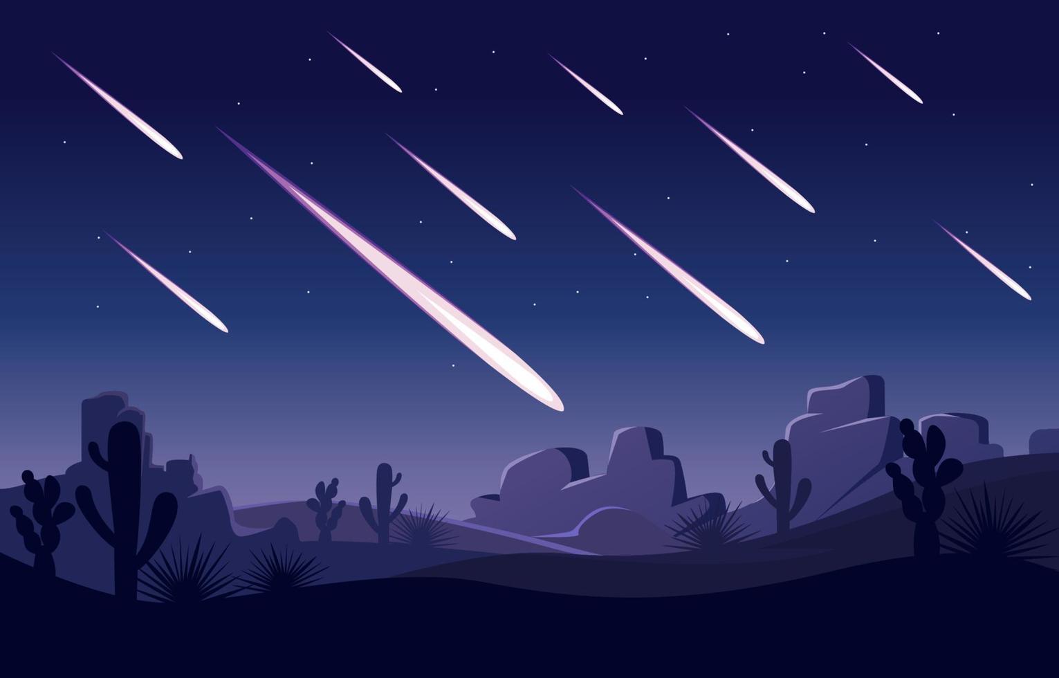 Meteor Shower Above The Desert vector