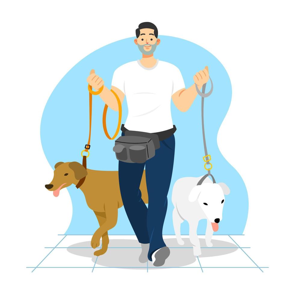 personaje de paseador de perros vector