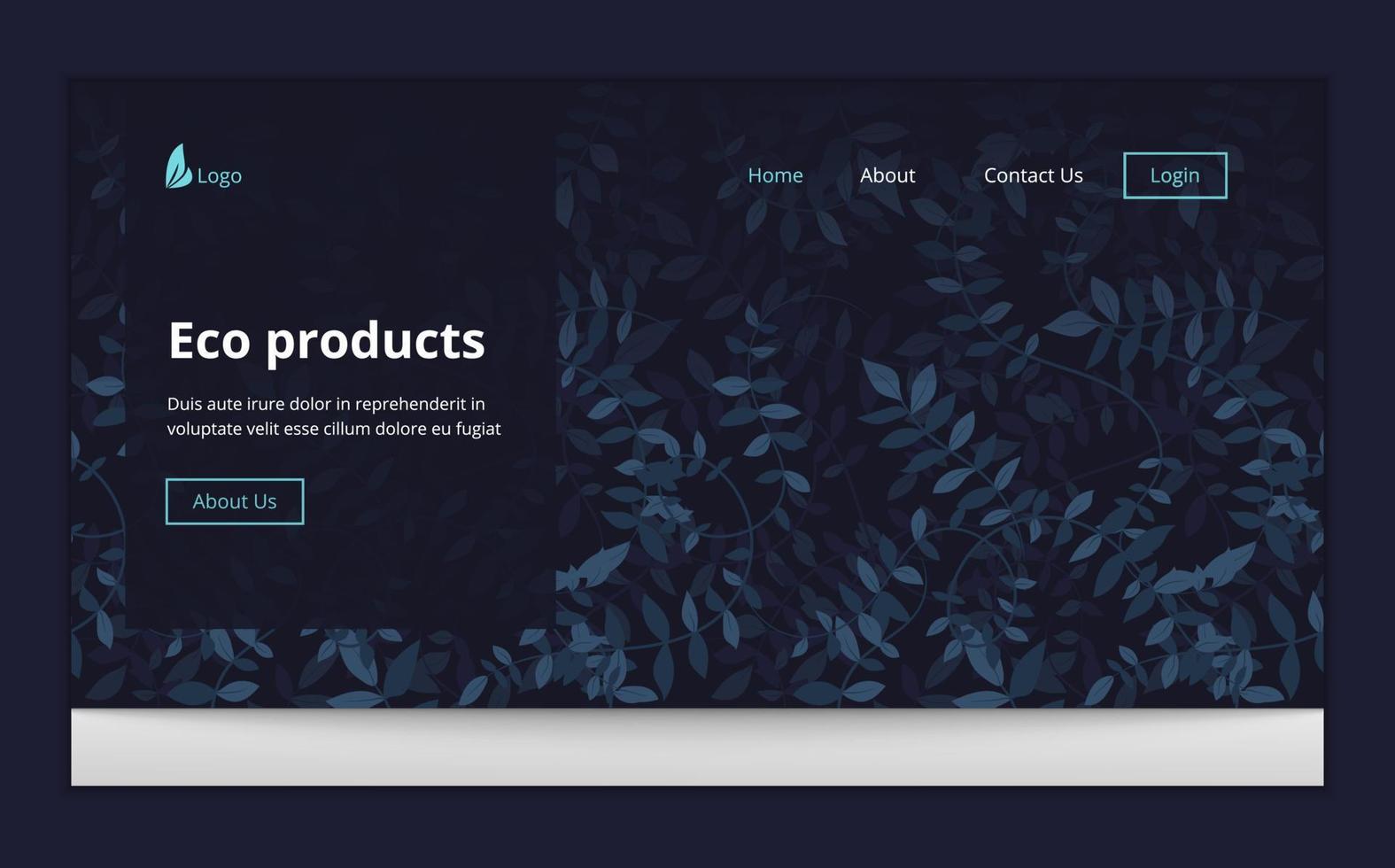 Landing page template with green trendy exotic leaves and creepers on dark green background. Ecological botanical design vector illustration concept for website development