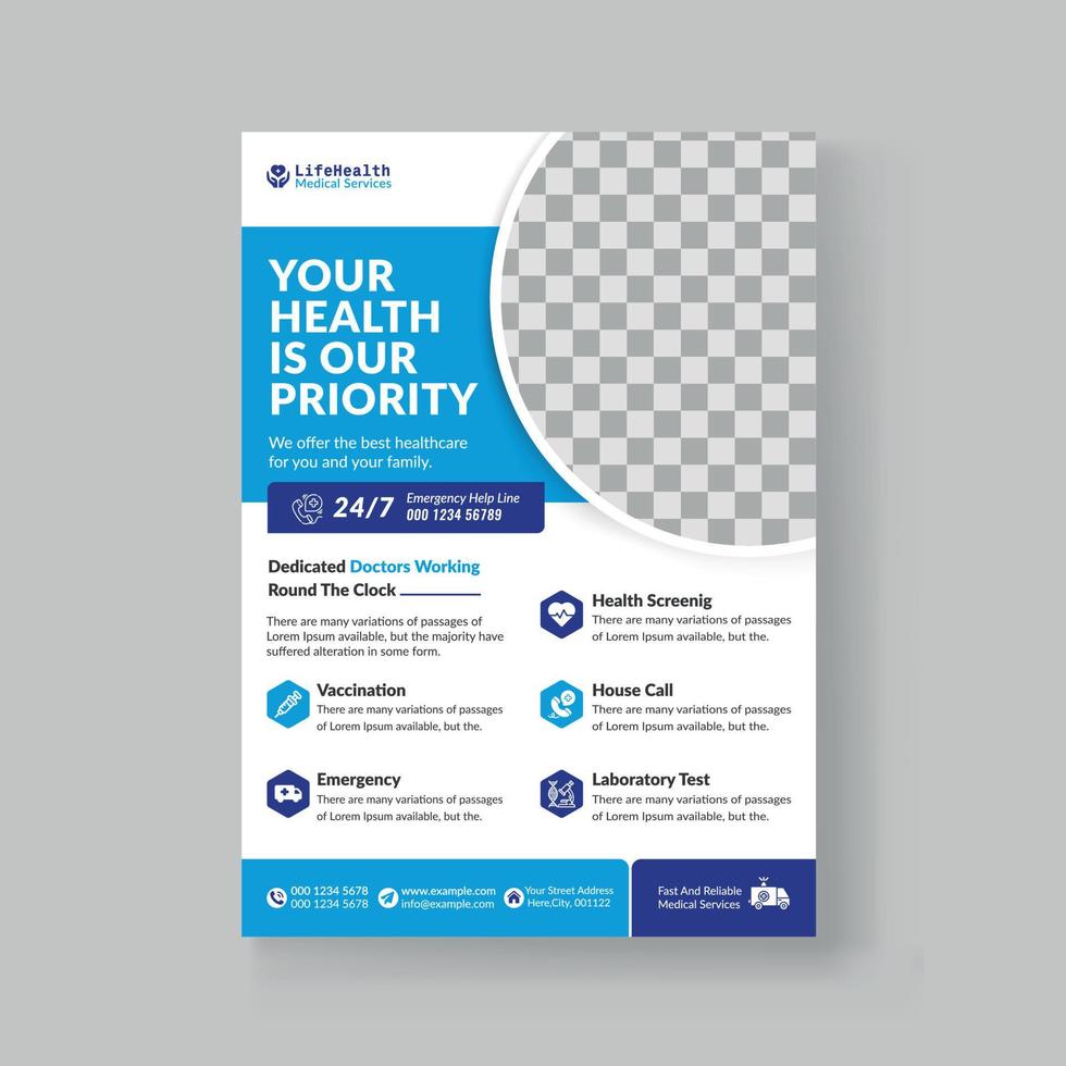 Healthcare Medical Flyer Design Template vector