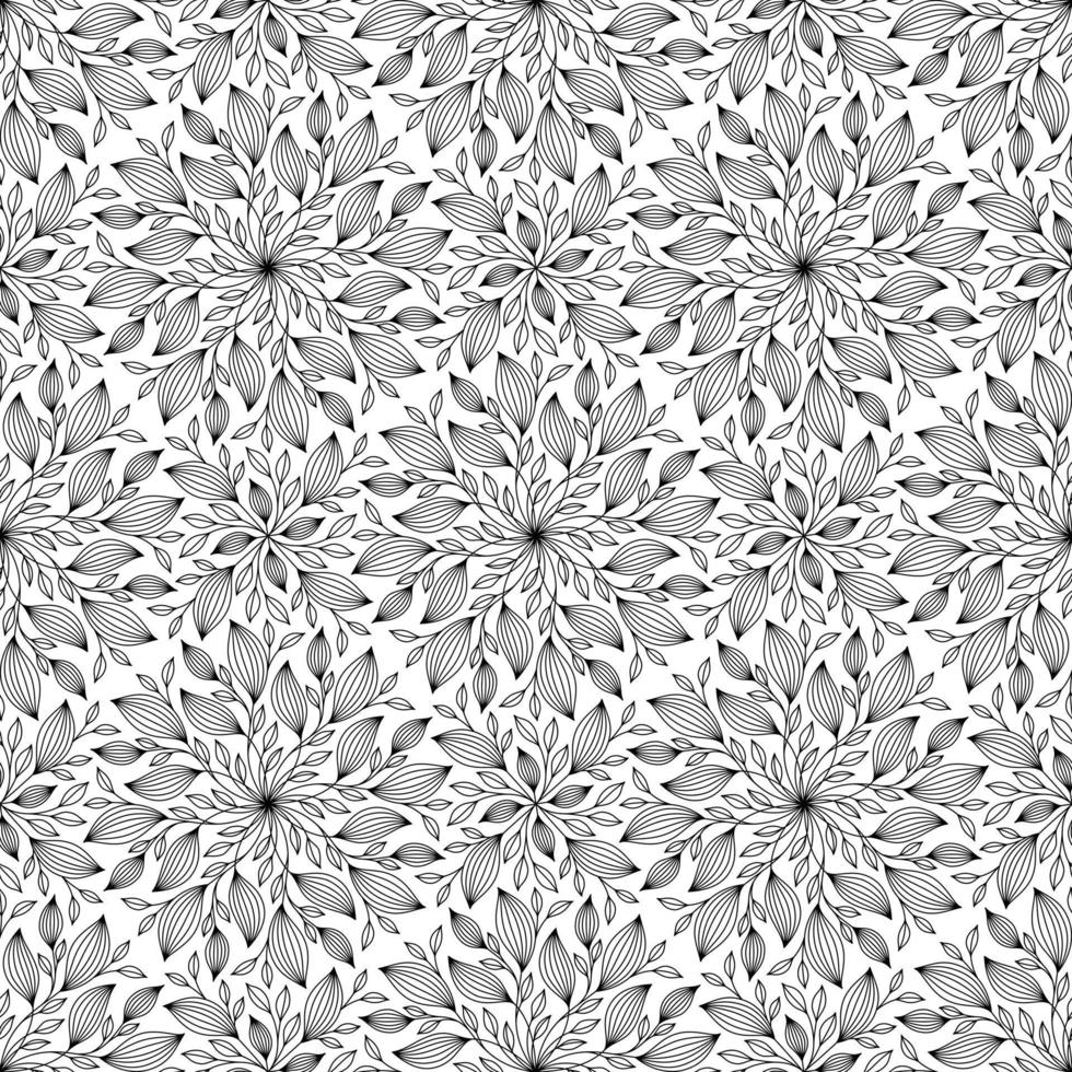 fondo de vector transparente blanco y negro con adorno floral redondo