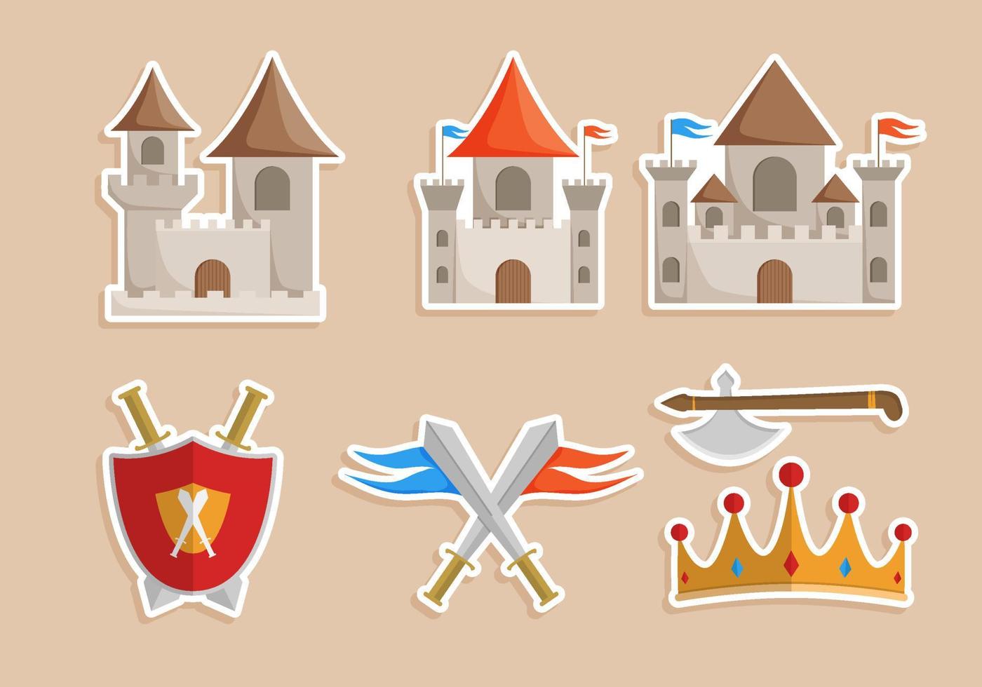 colección de pegatinas del reino medieval vector